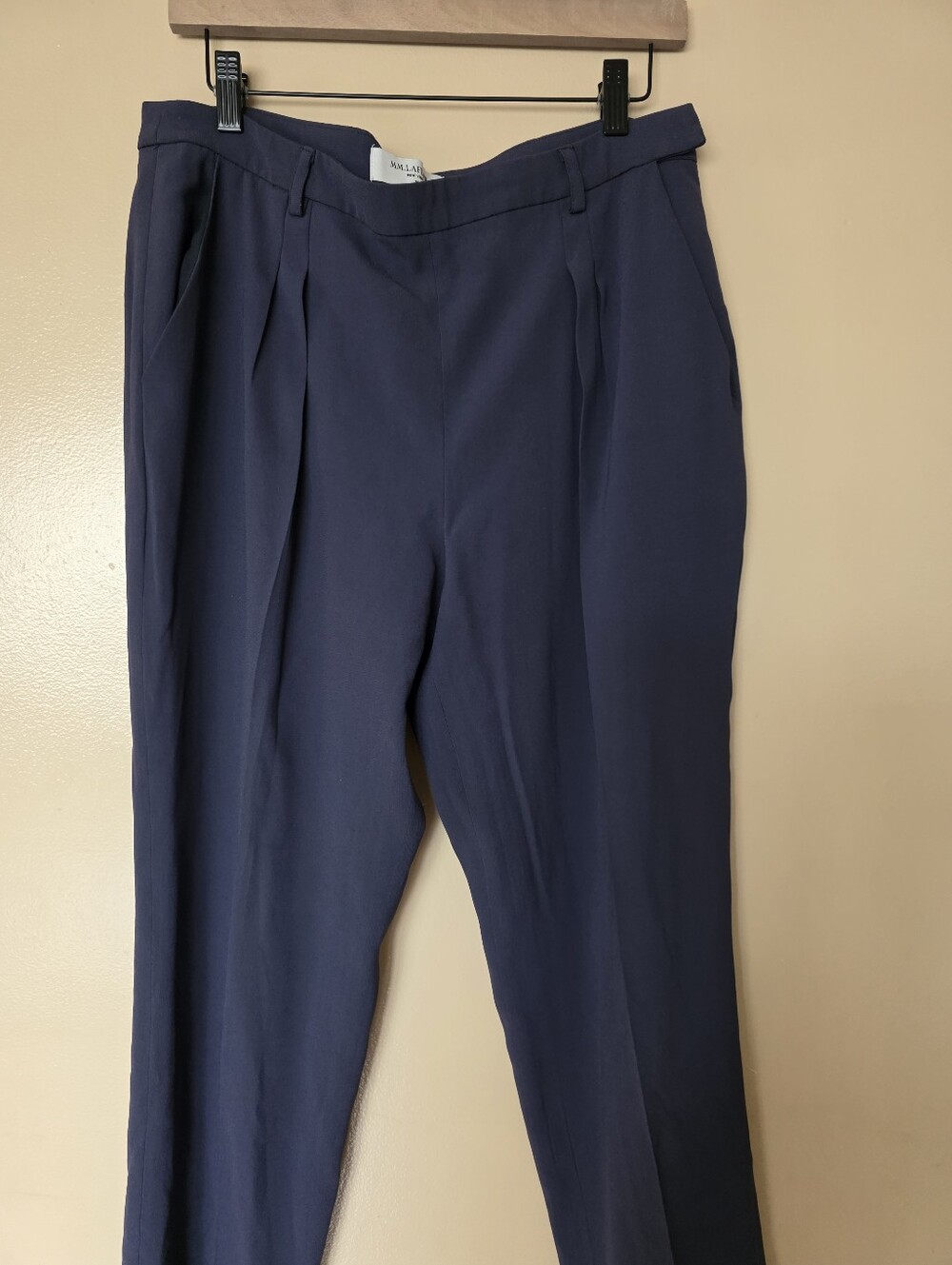 MM LaFleur Navy Japanese Fabric Tailored Trouser Pants 10 Quiet Luxury Old Money